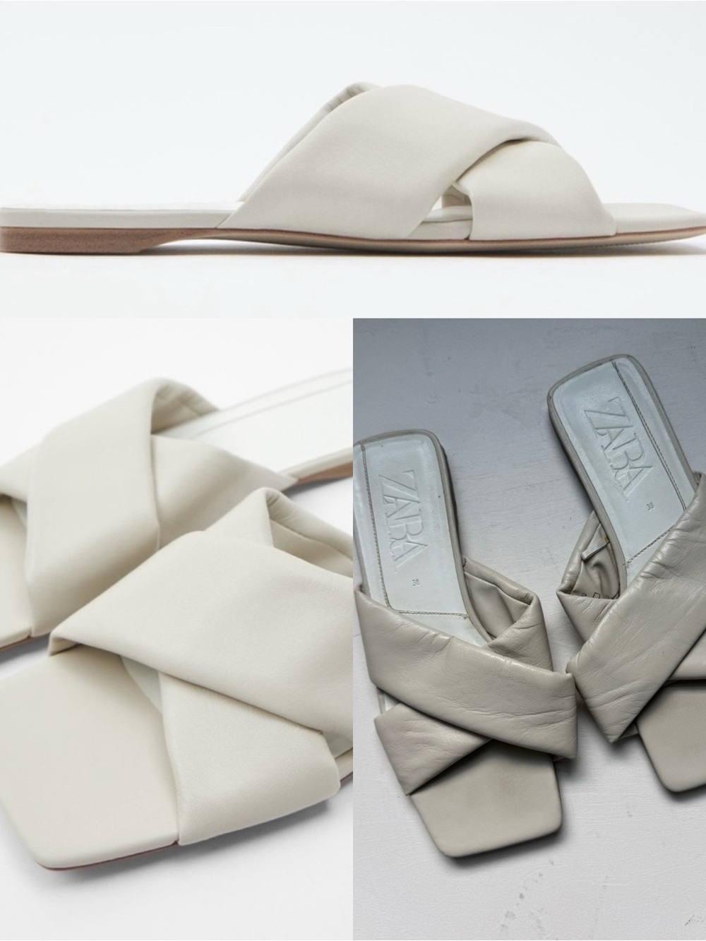 Zara Padded Leather Slides